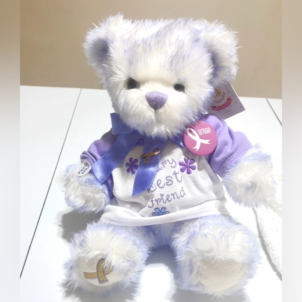 Build a Bear- Vintage 2002 Purple Cancer Awareness Plush Teddy “Nikki’s Bear”
